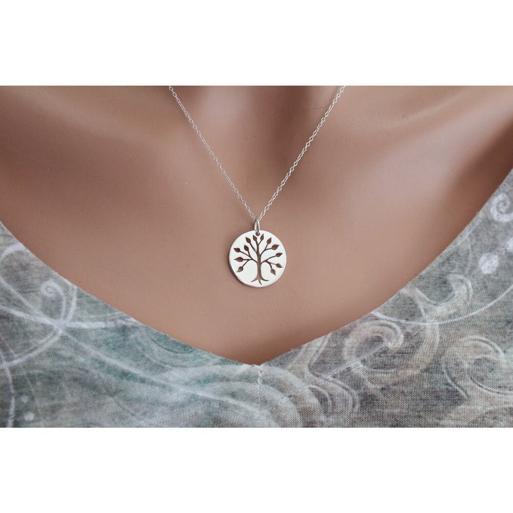 Sterling Silver Openwork Tree of Life Charm Necklace